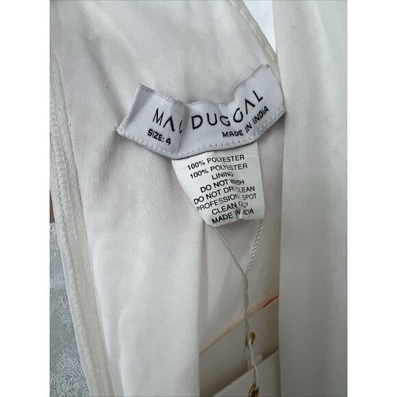 Mac Duggal Womens 4 White Beaded Sleeveless Halter Formal Long Gown Dress Flaws - Picture 13 of 16